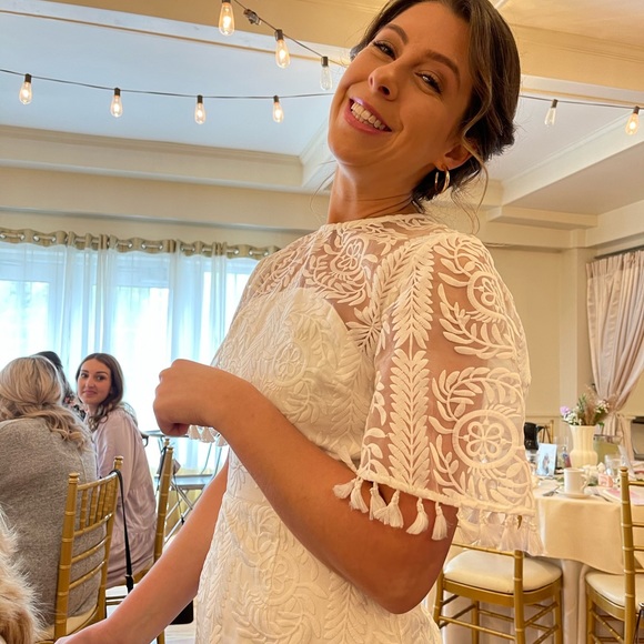 White patterned bridal shower dress worn once - Picture 2 of 5